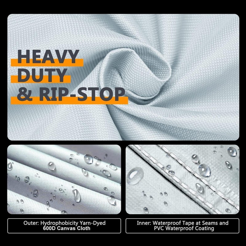 ClawsCover Pool Table Cover 8 Feet,Heavy Duty 600D Canvas Cloth,8 Foot Billiards Table Covers,Waterproof Tear-Resistant Scratch-Proof,Indoor Outdoor Protection Accessories, 100Lx56Wx8H Inch-Light Grey - Image 4
